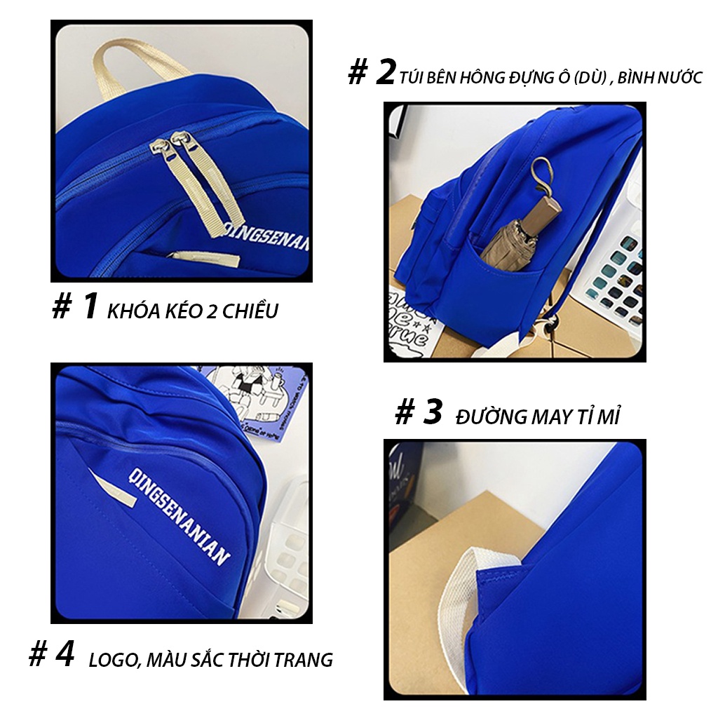 Balo thời trang uninex nam nữ ulzzang phong cách hàn quốc có ngăn chống sốc và tiêu chuẩn chống nước dùng đi học đi chơi