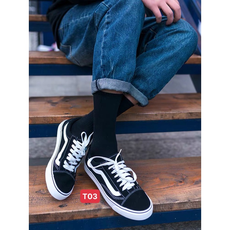 Tất cao cổ nữ hàn quốc đẹp cao cấp cute màu trắng đen SHOESCARE T3