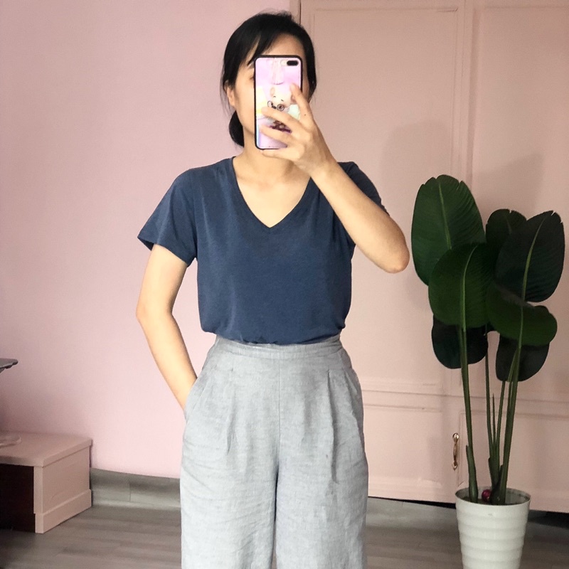 Áo Phông Nữ Cổ Tim, Chất Phông Giấy mềm mát nhẹ Phom suông dễ phối đồ