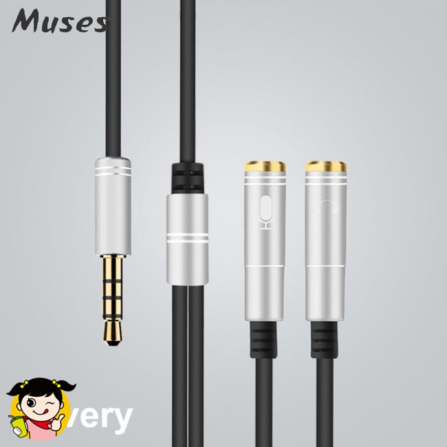 Muse07 Dây cáp chia âm thanh hình chữ Y 2 trong 1 3.5 mm nối tai nghe và micro tiện lợi