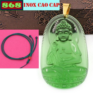 Vòng cổ Phật bản mệnh pha lê xanh lá kèm dây dù xanh lá