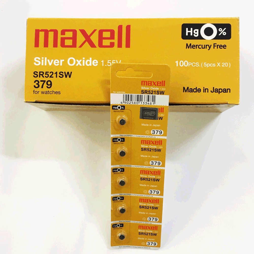 Pin Maxell 379 SR521SW dành cho đồng hồ dùng pin AG0 / 379 / SR521SW/ LR521 / (Loại tốt - Giá 1 viên)
