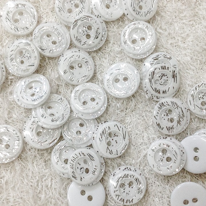 5 Cúc áo sơ mi nút khuy trắng tròn ánh xà cừ kim tuyến sáng bóng