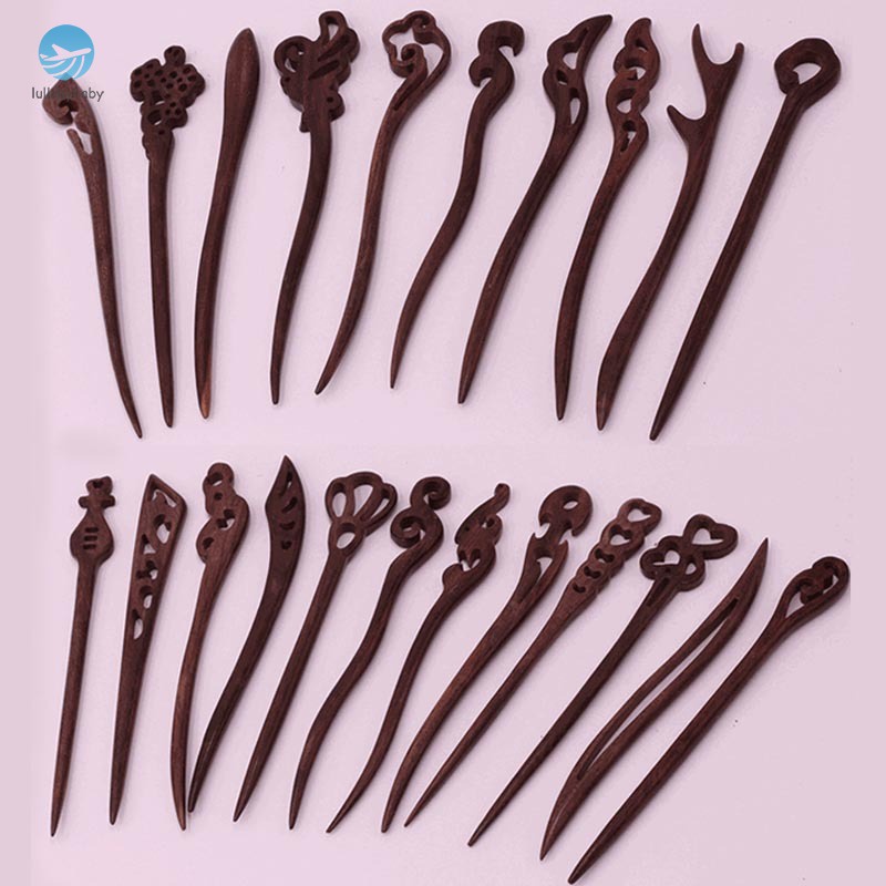 Trâm cài tóc bằng gỗ đàn hương đỏ hình chim phượng hoàng cổ điển cho cô dâu
