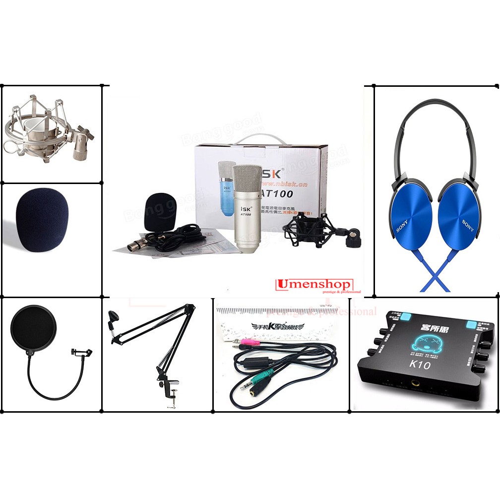 Combo mic thu âm AT100, at100 vs k10