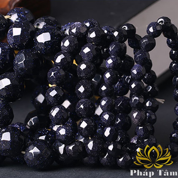 Vòng Tay Phong Thủy Đá Kim Sa Tím Than Vát Cạnh - Tâm Phong Thủy