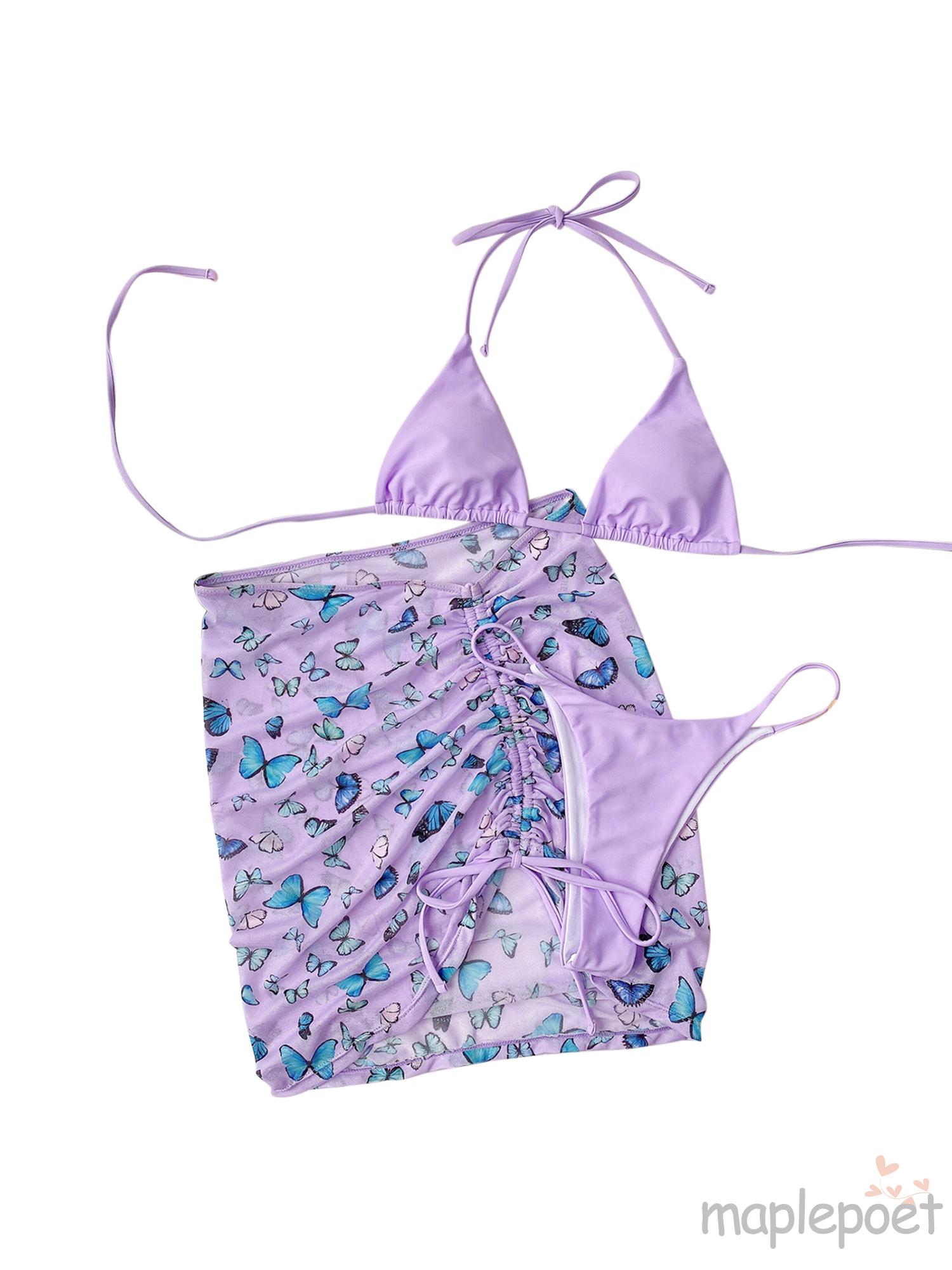 Set Đồ Tắm In Họa Tiết Bươm Bướm Thời Trang Quyến Rũ Dành Cho Nữ | BigBuy360 - bigbuy360.vn