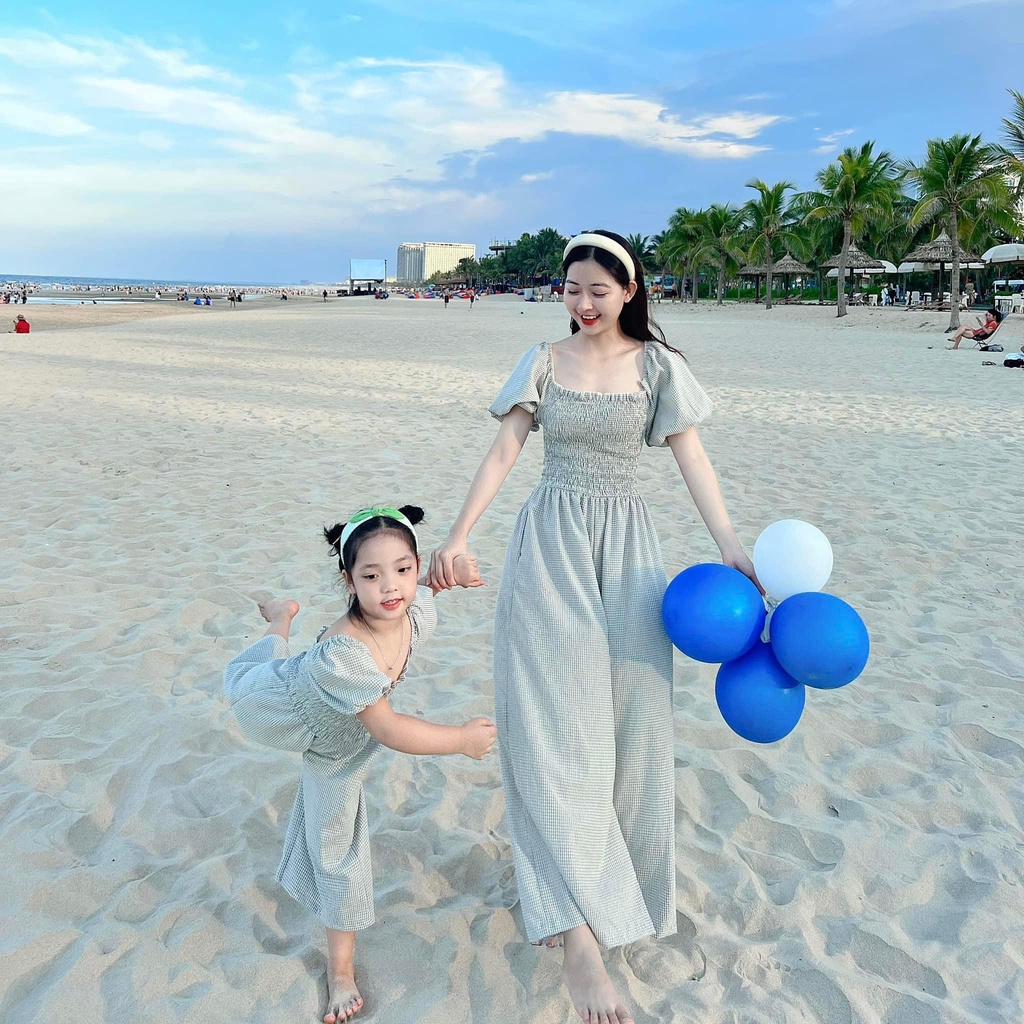 Đồ Đôi Mẹ Và Bé, Sét Mẹ và Bé Jumsuit Chất Cotton Cao Cấp Mát Mẻ