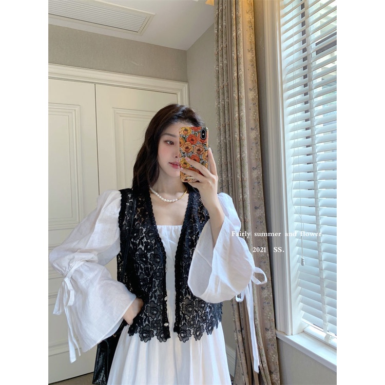 Đầm Trắng Tay Dài Thời Trang Mùa Thu Hàn Quốc Mới Trẻ Trung Đáng Yêu Cho Nữ