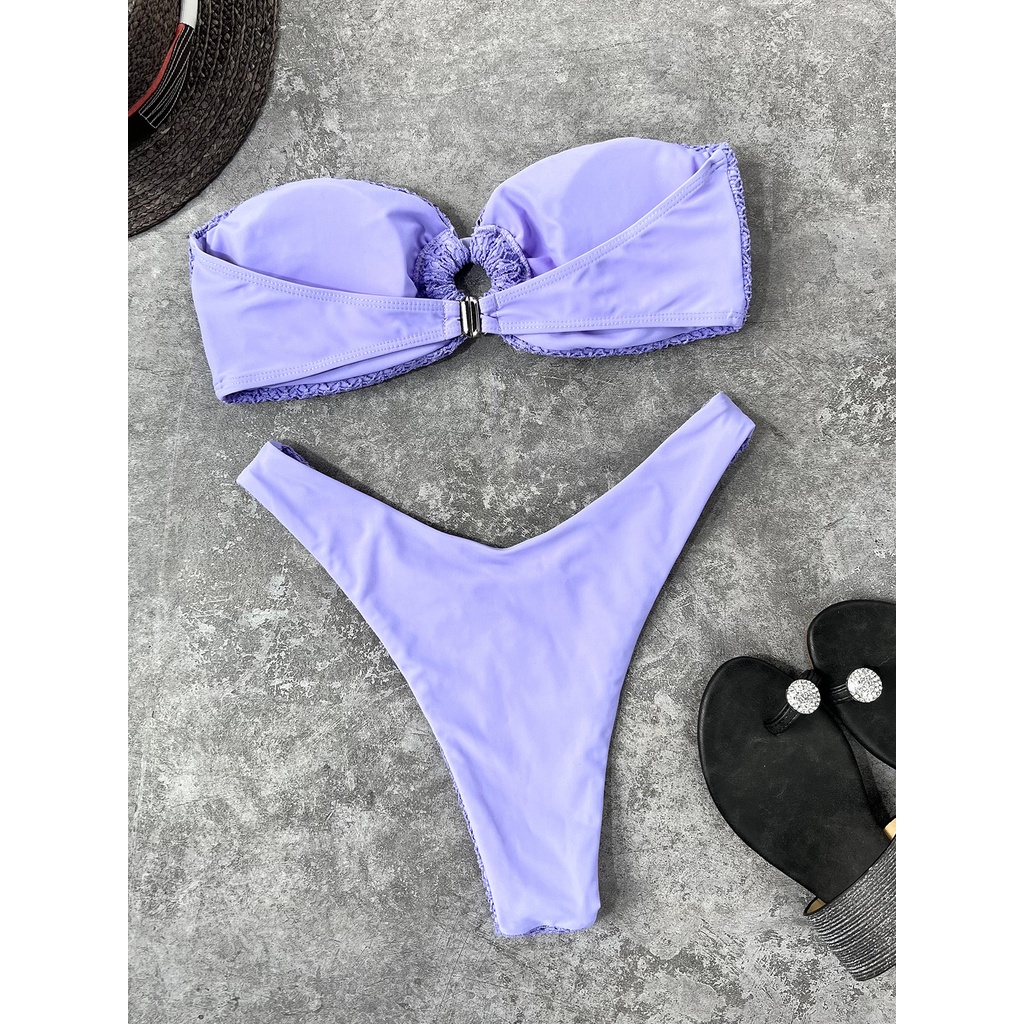 Bikini không dây có đệm ngực màu trơn phong cách đơn giản năm 2022 YX62