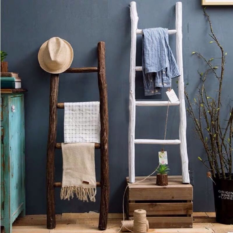 Thang Gỗ Trang Trí Decor Vintage, Retro, Bắc Âu/ Sáng Tạo