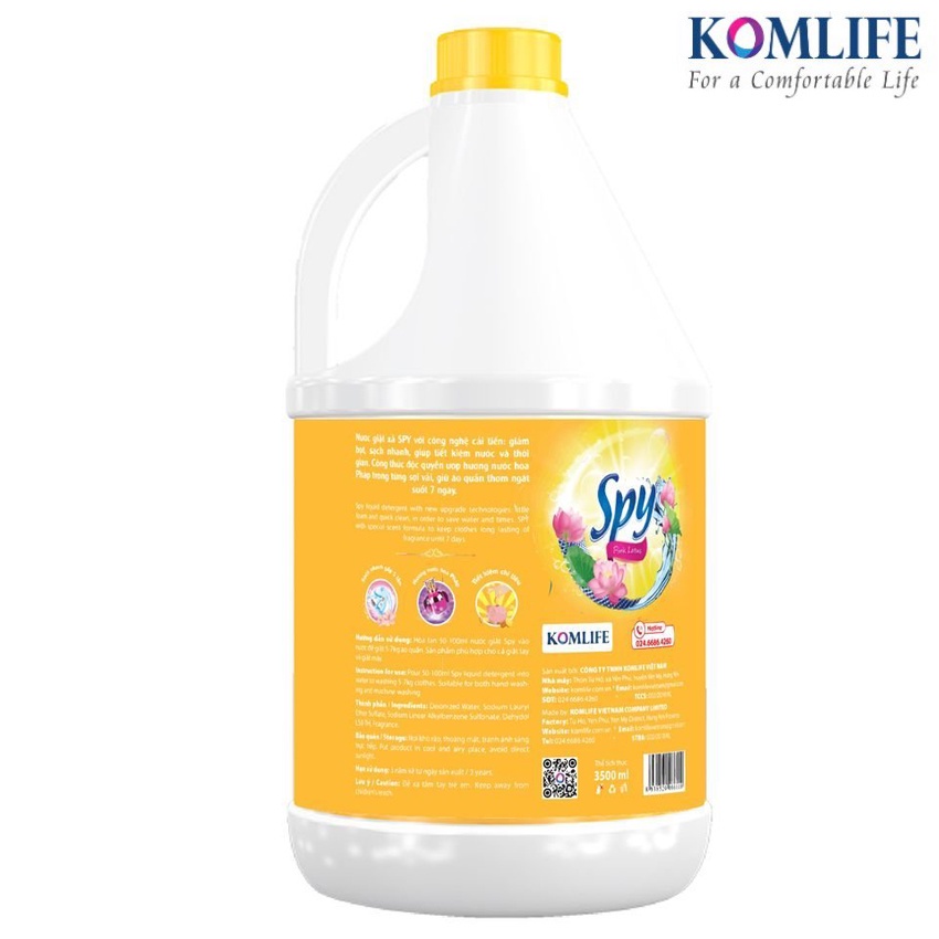 Nước giặt, Nước giặt xả SPY PLUS 4 mùi hương lưu giữ hương thơm trong 5 ngày, diệt 99% vi khuẩn SP000080
