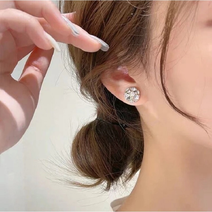 1 Đôi Khuyên Tai Nam Châm Đính Đá Pha Lê Không Cần Xỏ Lỗ