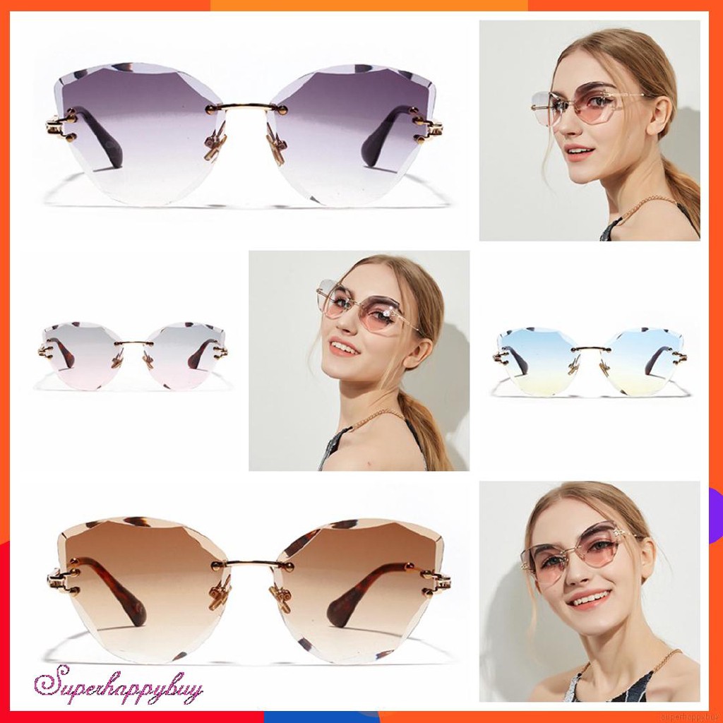 Kính mát mắt mèo nữ gọng kim loại đính pha lê nhiều màu