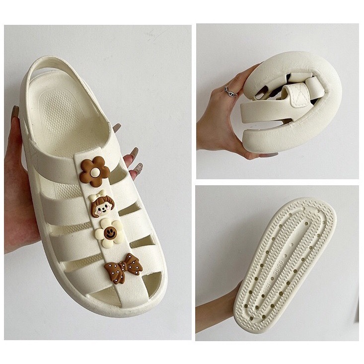 Sandal Nữ, Kiểu Dép Xăng-Đan Quai Liền Ivy Chất Liệu Eva Đế Bánh Mỳ Kèm Sticker Phù Hợp Đi Chơi Đi Làm