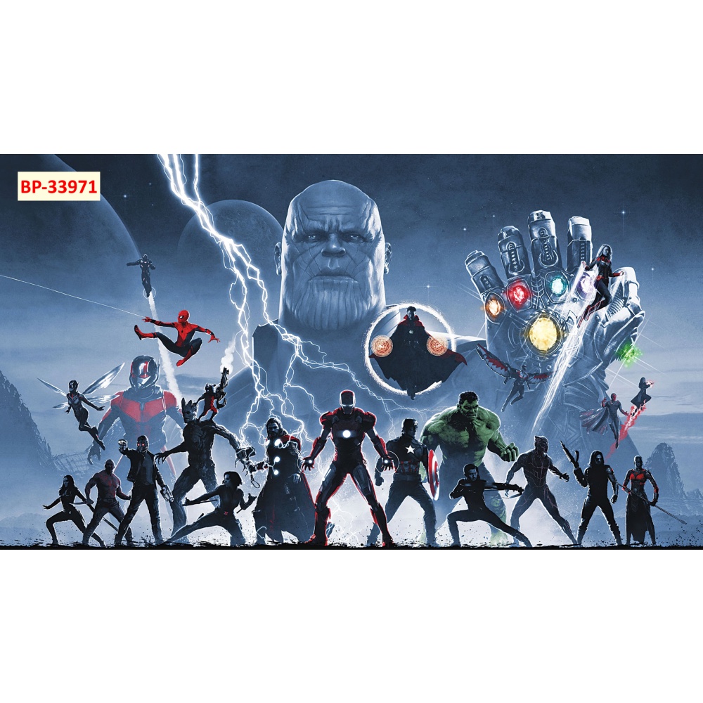 Tranh 3D Dán Tường Phòng Trẻ Em Chủ Đề ANH HÙNG GIẢI CỨU THẾ GIỚI THOR, AN-TMAN, THE WASP, IRON MAN nhiều kích thước