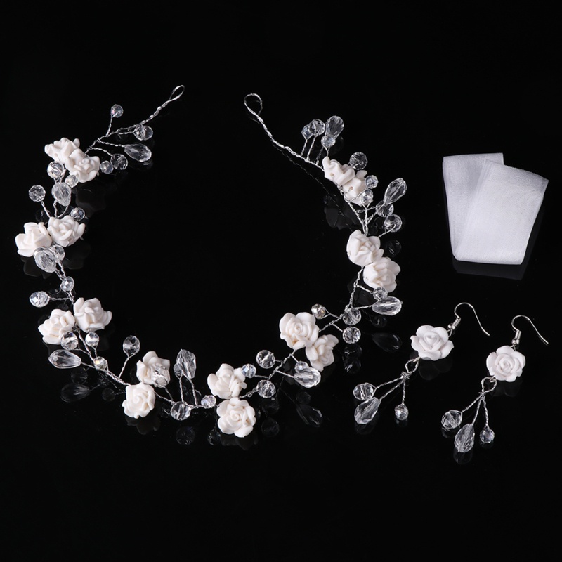 Flgo Phụ Kiện Cài Tóc Hoa Tai Pha Lê Handmade Cho Cô Dâu Trong Ngày Cưới