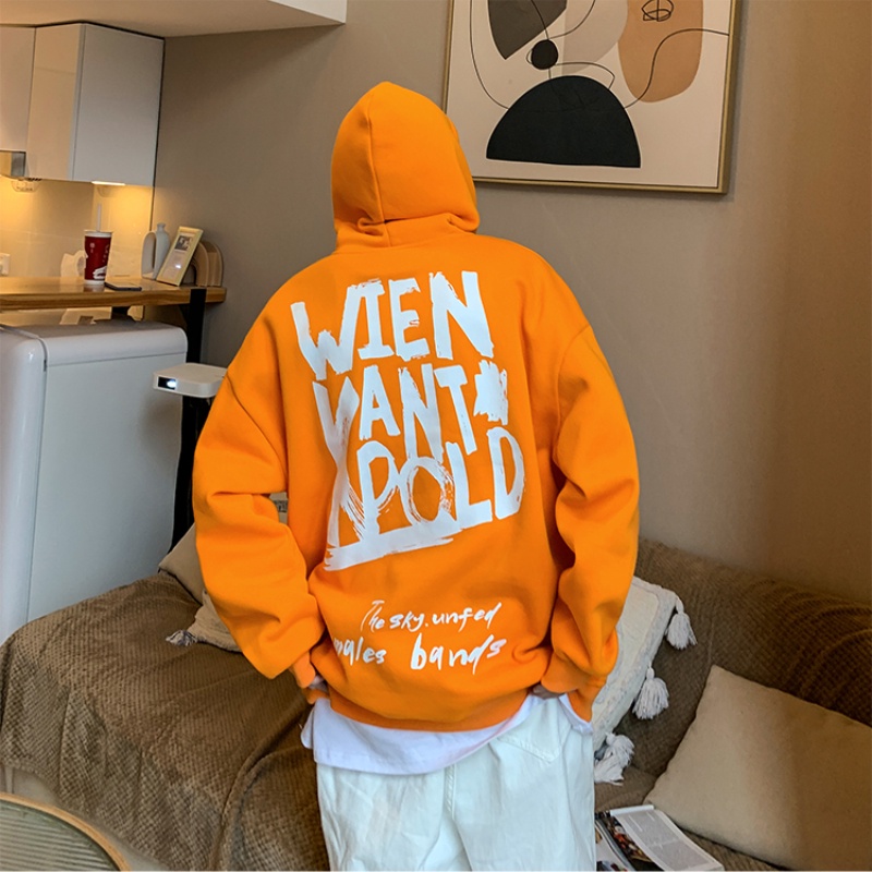 Áo hoodie dáng rộng in chữ đơn giản thời trang phong cách Hàn Quốc cho nam size M-3XL