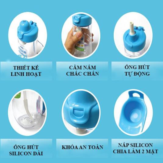 Bình nước nhựa trẻ em cao cấp,nhựa Tritan chịu được nước nóng, NHẬP KHẨU Hàn Quốc KOMAX AQUARIUS 380ml