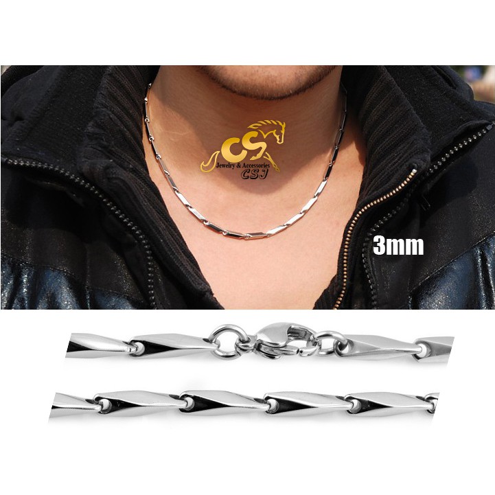 Dây chuyền inox nam kiểu hỏa tiễn 3mm đẹp, không đen, chuẩn thời trang