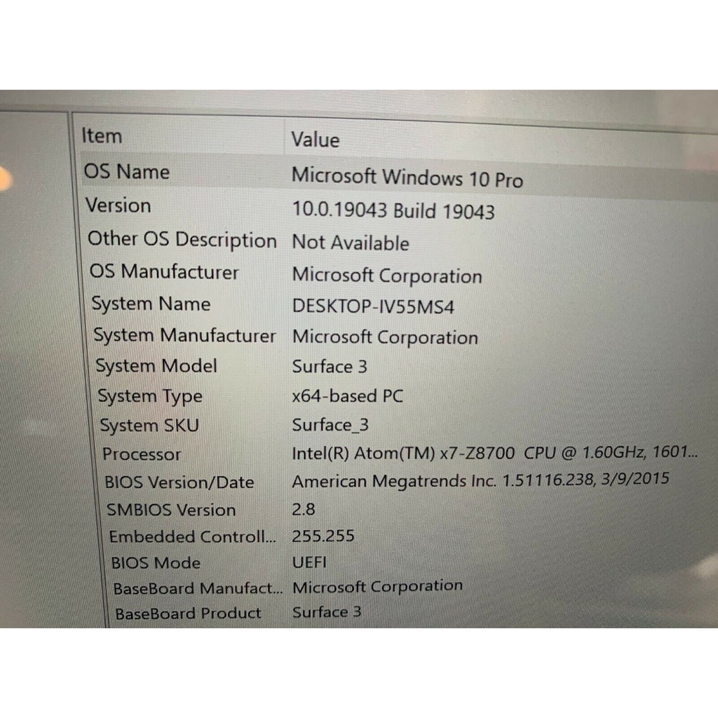Laptop/ MTB 2 trong 1 Microsoft Surface 3 (10.8", WiFi, Intel Atom, 64GB SSD, 4GB RAM, Windows 10)