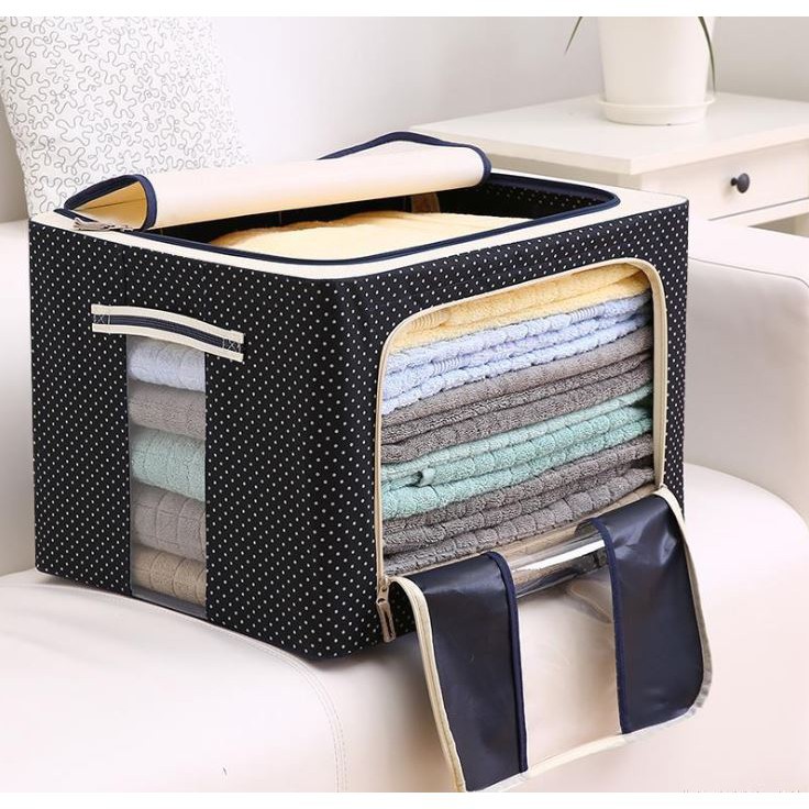 TÚI ĐỰNG QUẦN ÁO KHUNG THÉP 66L- LIVING BOX 66L- Dài 50 x Rộng 42 x Cao 35cm