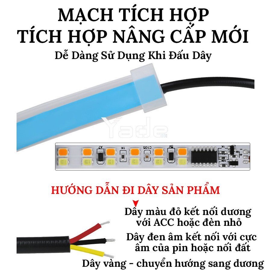 Giá 1 Đôi - Dải Đèn LED Mí 60cm Lắp Xi Nhan Chạy Đuổi Kiểu Audi, Demi Cho Xe Máy, Ô tô - DC 12v