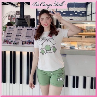 Đồ bộ nữ vải cotton ép hình dễ thương mềm mại thoáng mát không xù không chùn