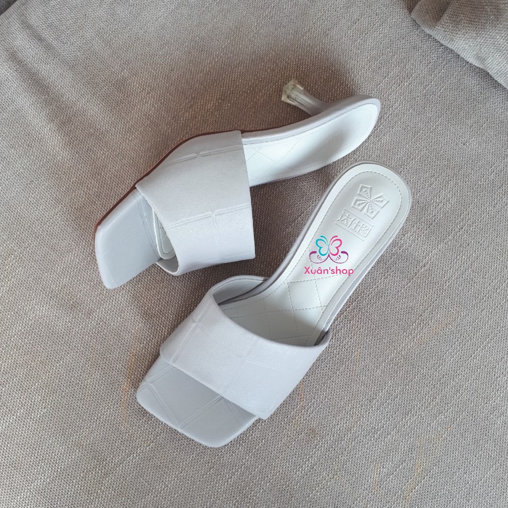 Dép Dusto quai ngang bản rộng, gót nhọn cao 6cm (size 35, 36)