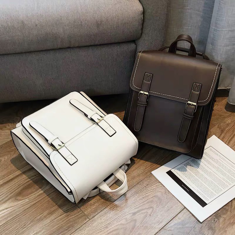 BALO DA BALO NỮ THỜI TRANG PHONG CÁCH VINTAGE BALO VUÔNG HỌC SINH DA PU ULZZANG