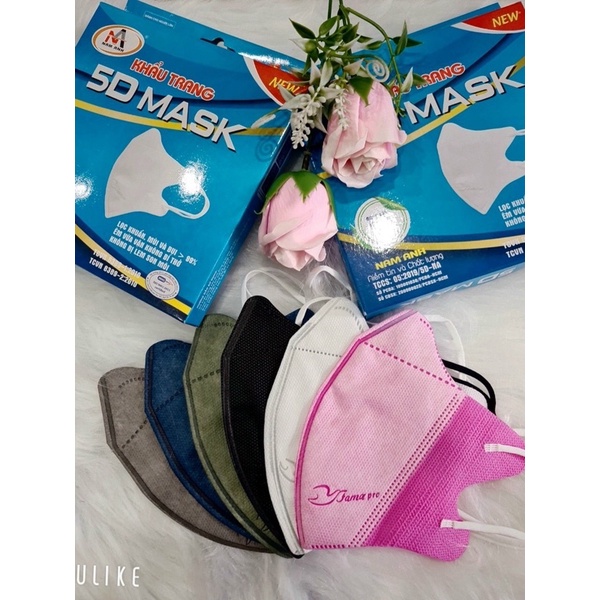 Combo 5hộp khẩu trang 5D mask quai thun, thương hiệu FAMAPRO, 1hộp 10cái.