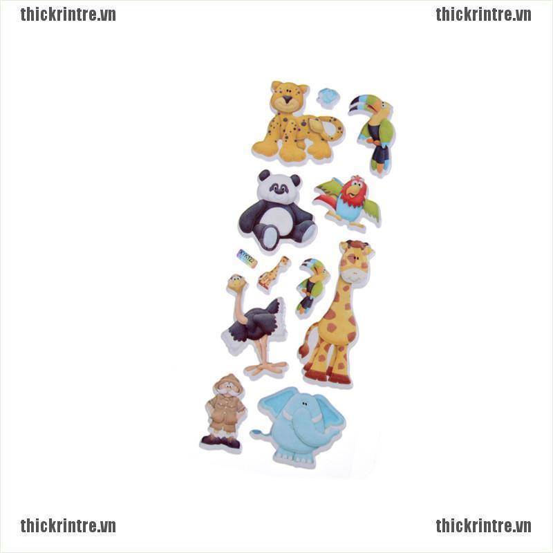 <Hot~new>Kids Toys Cartoon Cute Animals Zoo 3D Stickers Children Girls Boys PVC Stickers