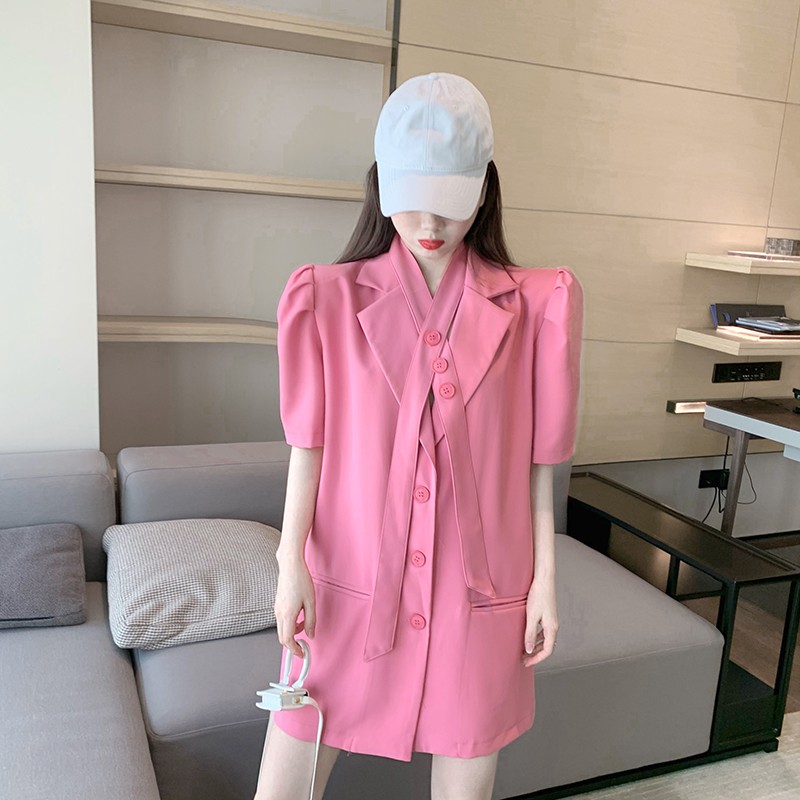 Women's suit jacket summer loose Korean style mid-length waist short-sleeved suit jacket