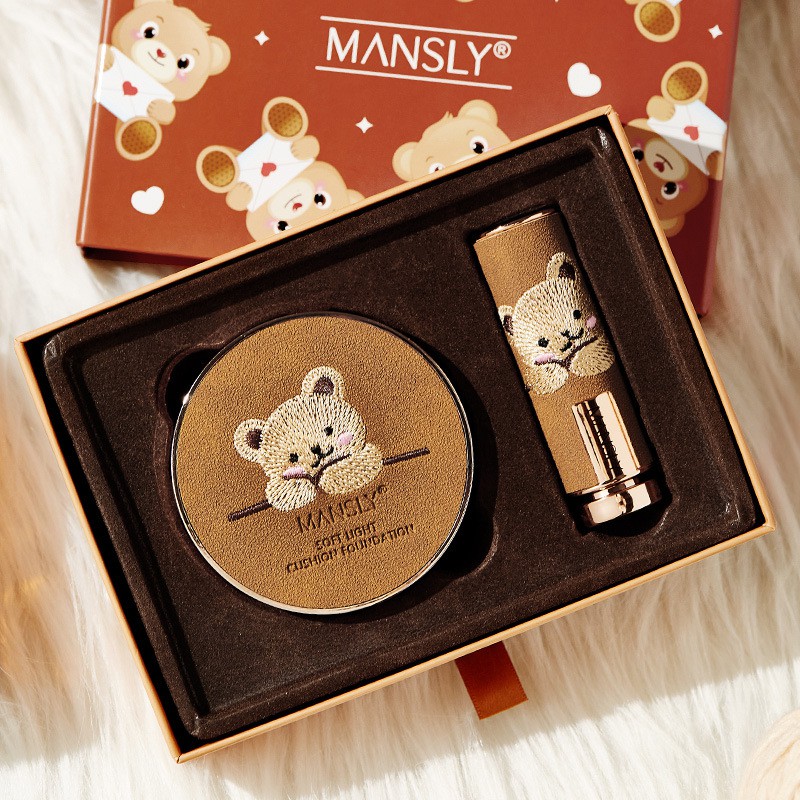 Bộ mỹ phẩm trang điểm Mansly gồm phấn nước che khuyết điểm+kem BB+son lì 3 trong 1