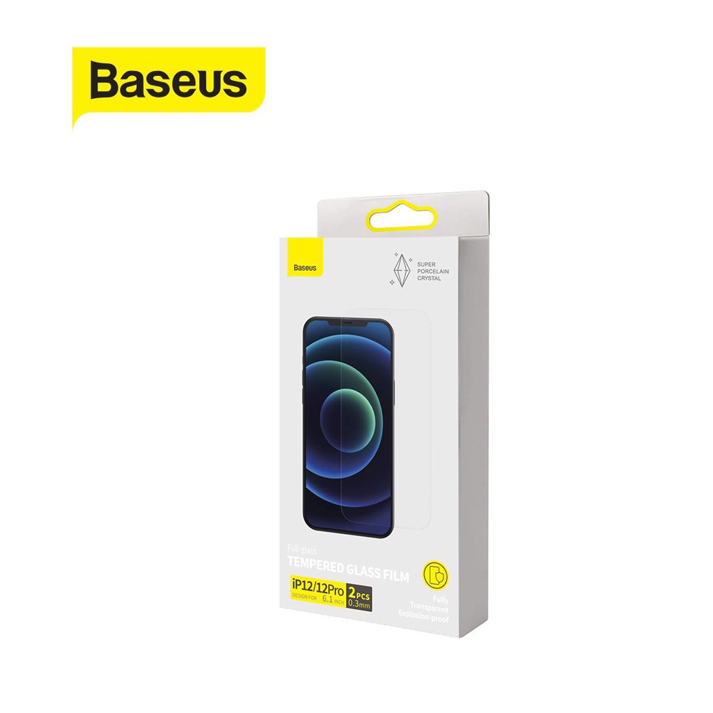 Bộ 2 kính Baseus Tempered Glass Film trong suốt độ cứng 9H , dày 0.3mm cho iPhone 12/12 Pro ( 6.1inch)