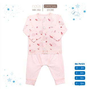 Bộ cài thẳng dài petit hồng nhạt Nous (Size từ Sơ Sinh đến 12 Tháng)