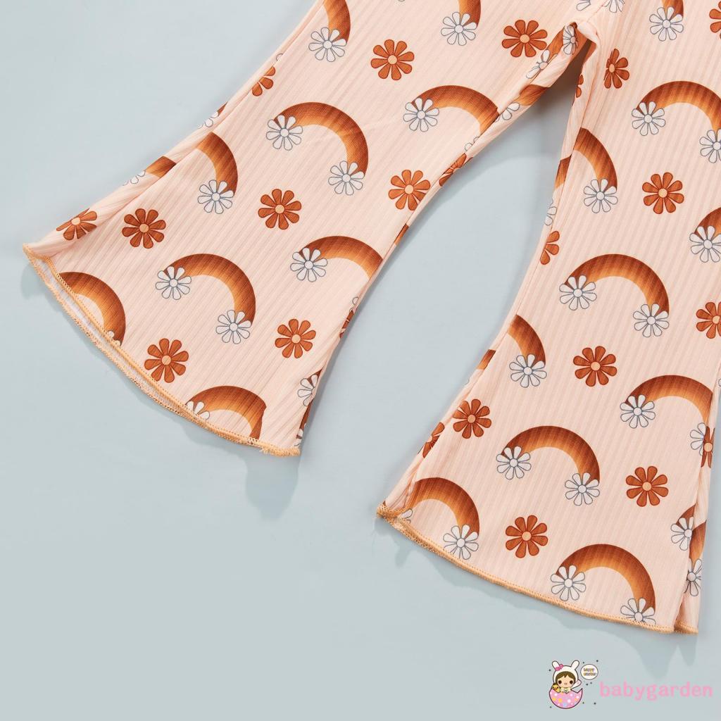 Bộ áo hai dây cổ vuông + quần ống loe in họa tiết xinh xắn cho bé gái