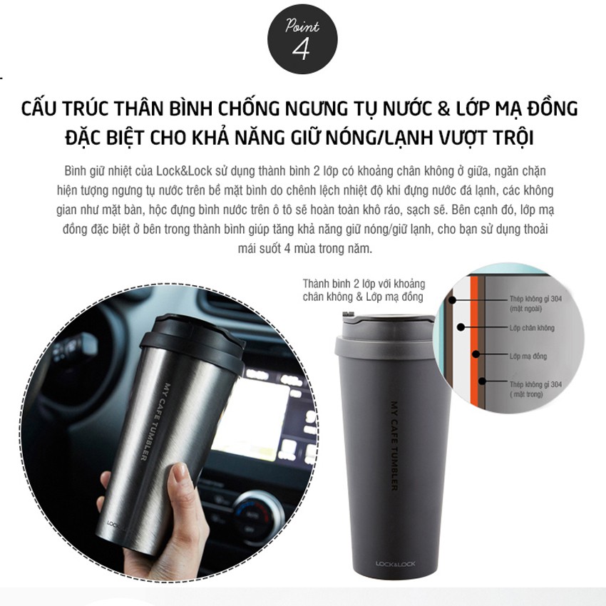 Bình giữ nhiệt Lock&amp;lock Clip Tumbler LHC4151 540ml