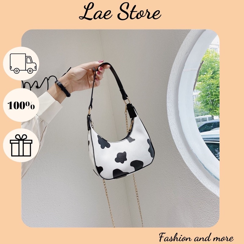 Túi đeo chéo túi đeo vai nữ mini đi học đi chơi hoạ tiết bò sữa Hàn Quốc giá rẻ TX02 - Lae Store