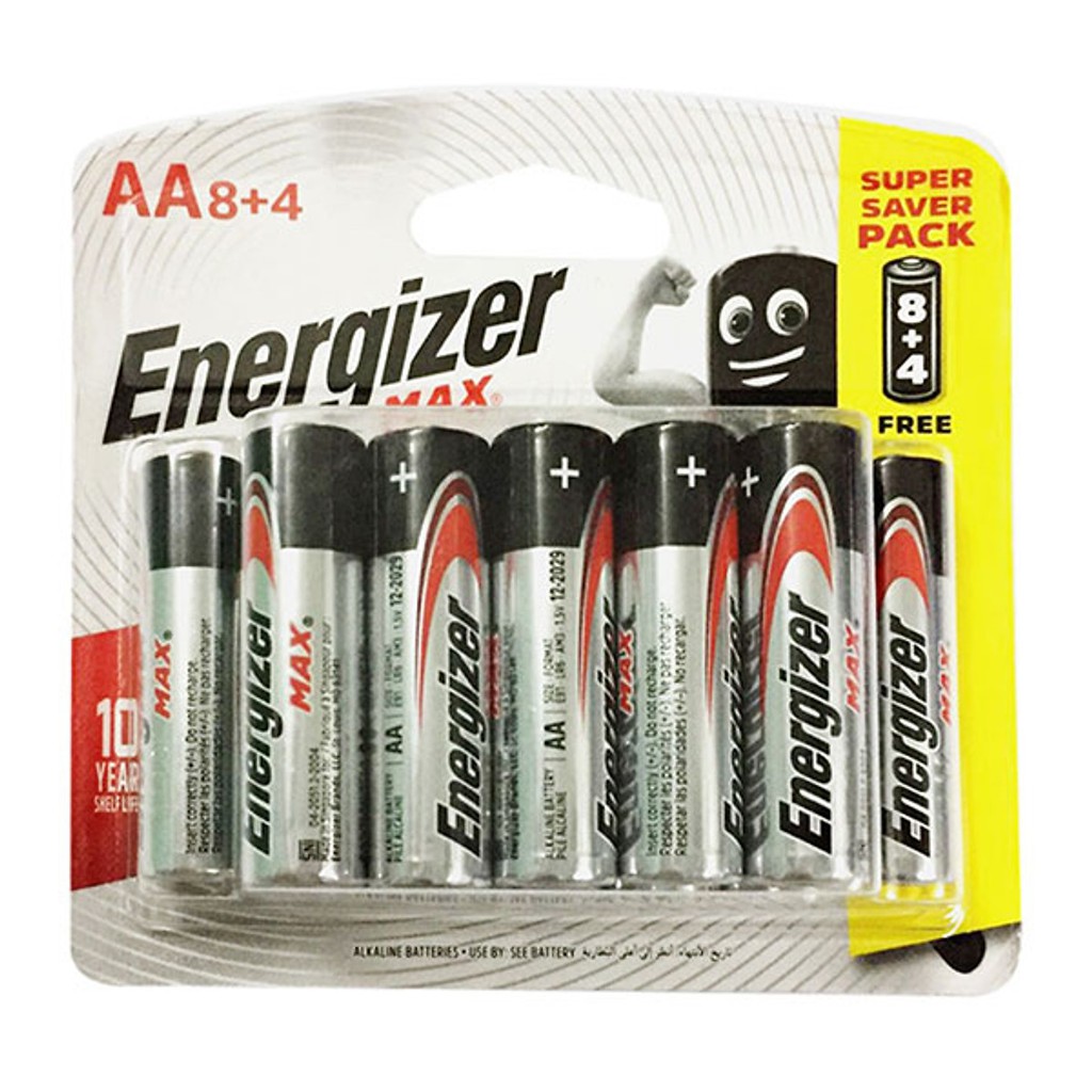 Vỉ pin Energizer AA 8+4