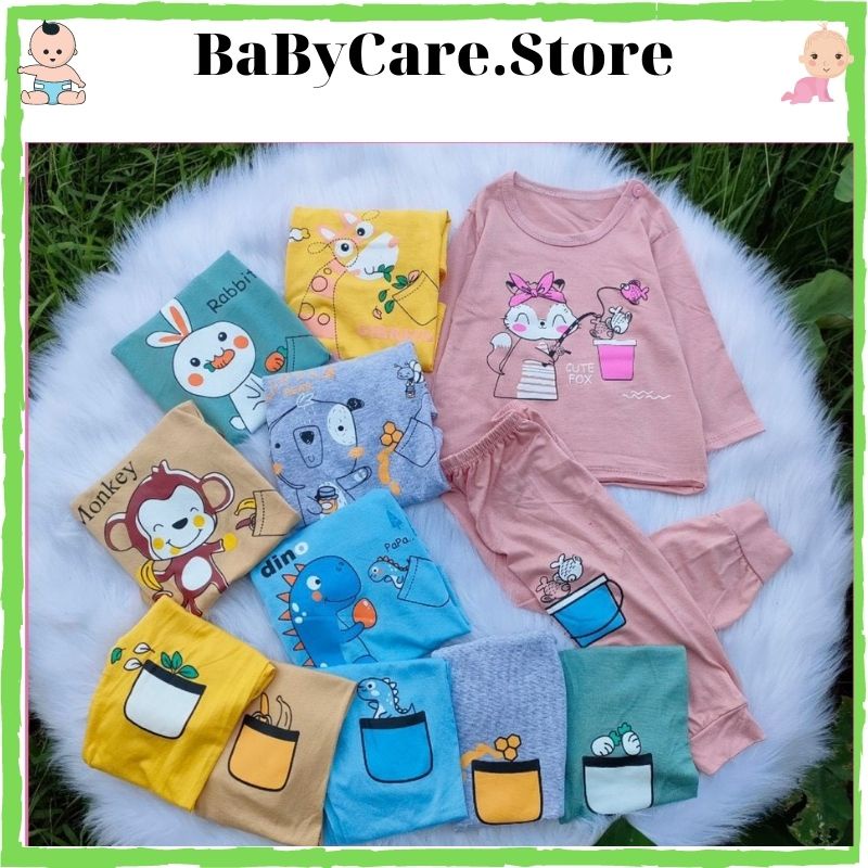 Bộ Dài Tay Cho Bé Gái, Bé Trai Minky Mom Vải Cotton 100% Hoạ Tiết Cổ Trụ, Bộ Quần Áo Trẻ Em Thu Đông