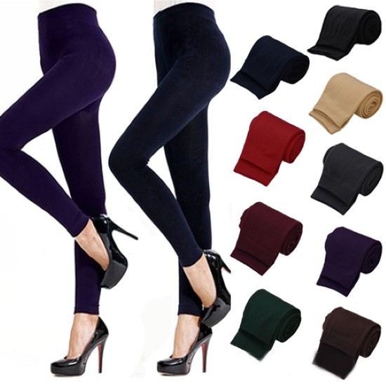 (HOT SALE) Quần legging dày co dãn màu trơn ấm áp | BigBuy360 - bigbuy360.vn