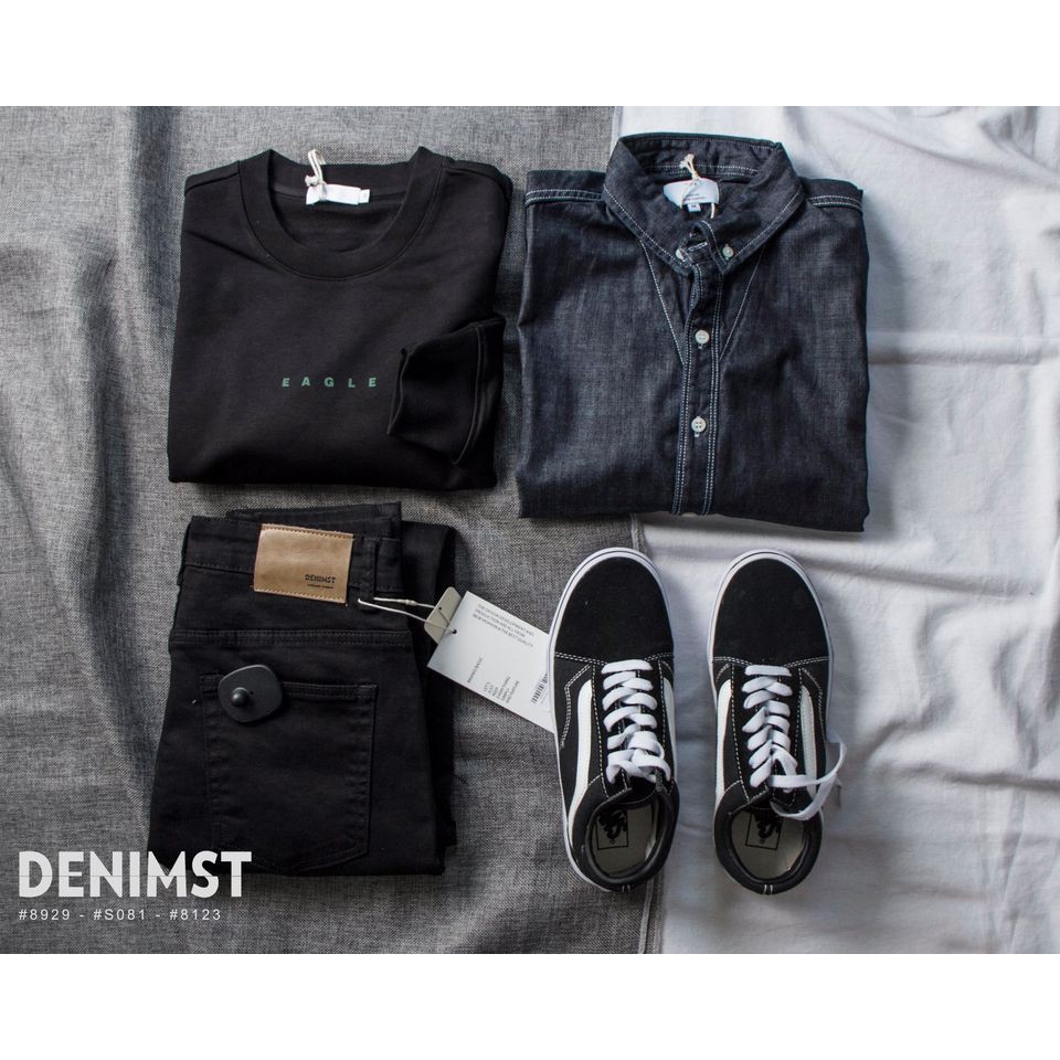 Quần jeans nam đen trơn, basic , form slim fit BV 8929