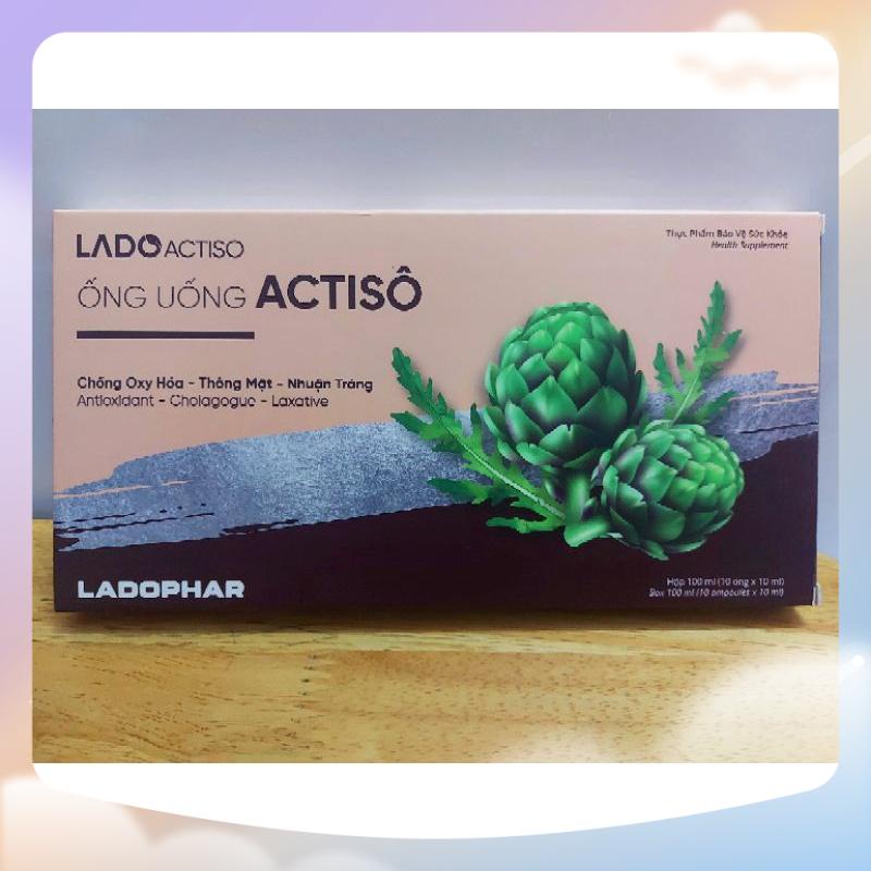 Ống uống Actiso dạng nước- Ladophar- sử dụng tiện lợi- hỗ trợ gan. Hộp 10 tuýp x10ml.