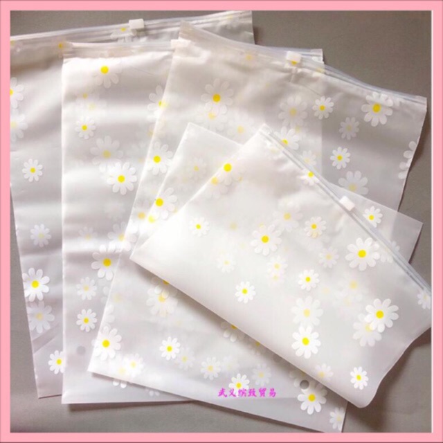 Túi zip mờ hình hoa cúc (D4B)