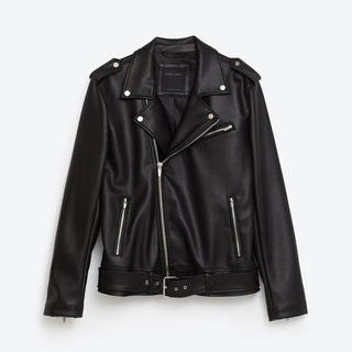 Áo khoác da zara man biker jacket nam màu đen - statesman