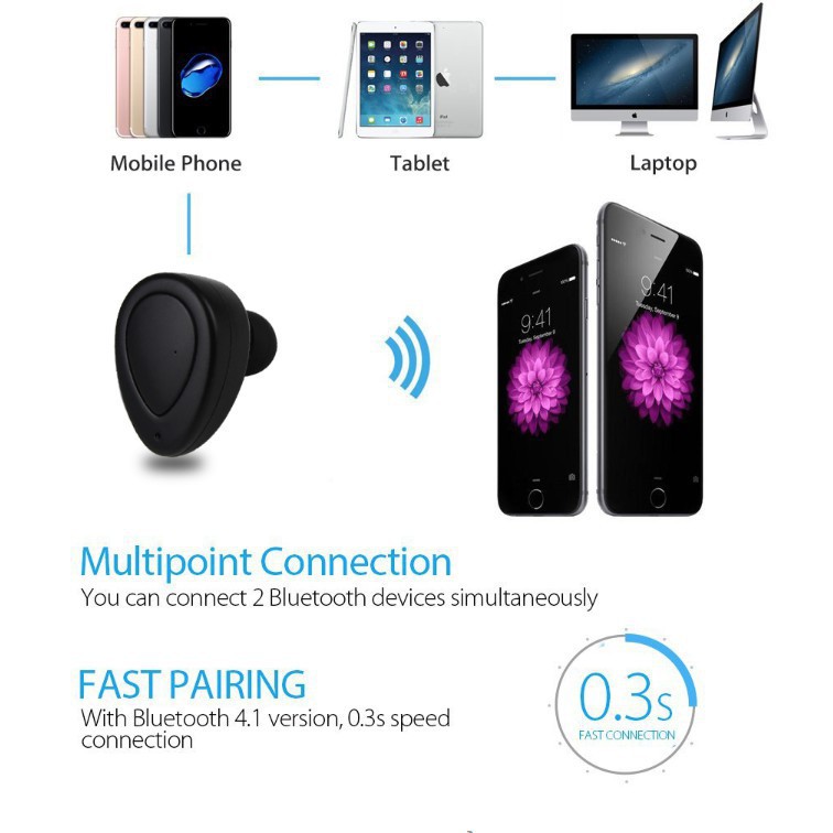 Tai Nghe Bluetooth TWS-K2 Wireless Earbuds IOS/Android V4.1 - Có Dock Sạc (Nghe 2 tai âm thanh hay, pin trâu)