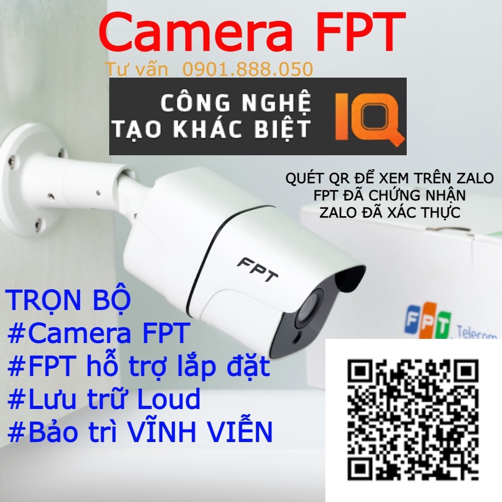 Camera FPT IQ ngoài trời FullHD 1080p Camera wifi fpt ip giám sát camera an ninh gia đình, wifi không dây-Chính hãng