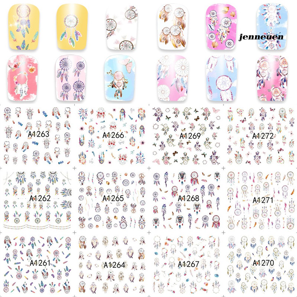 Set 12 Tấm Miếng Dán Trang Trí Móng Tay Không Độc Hại