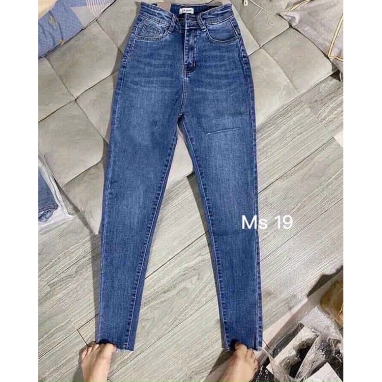 Quần jeans ôm body lưng siêu cao rách ngang đùi- J351